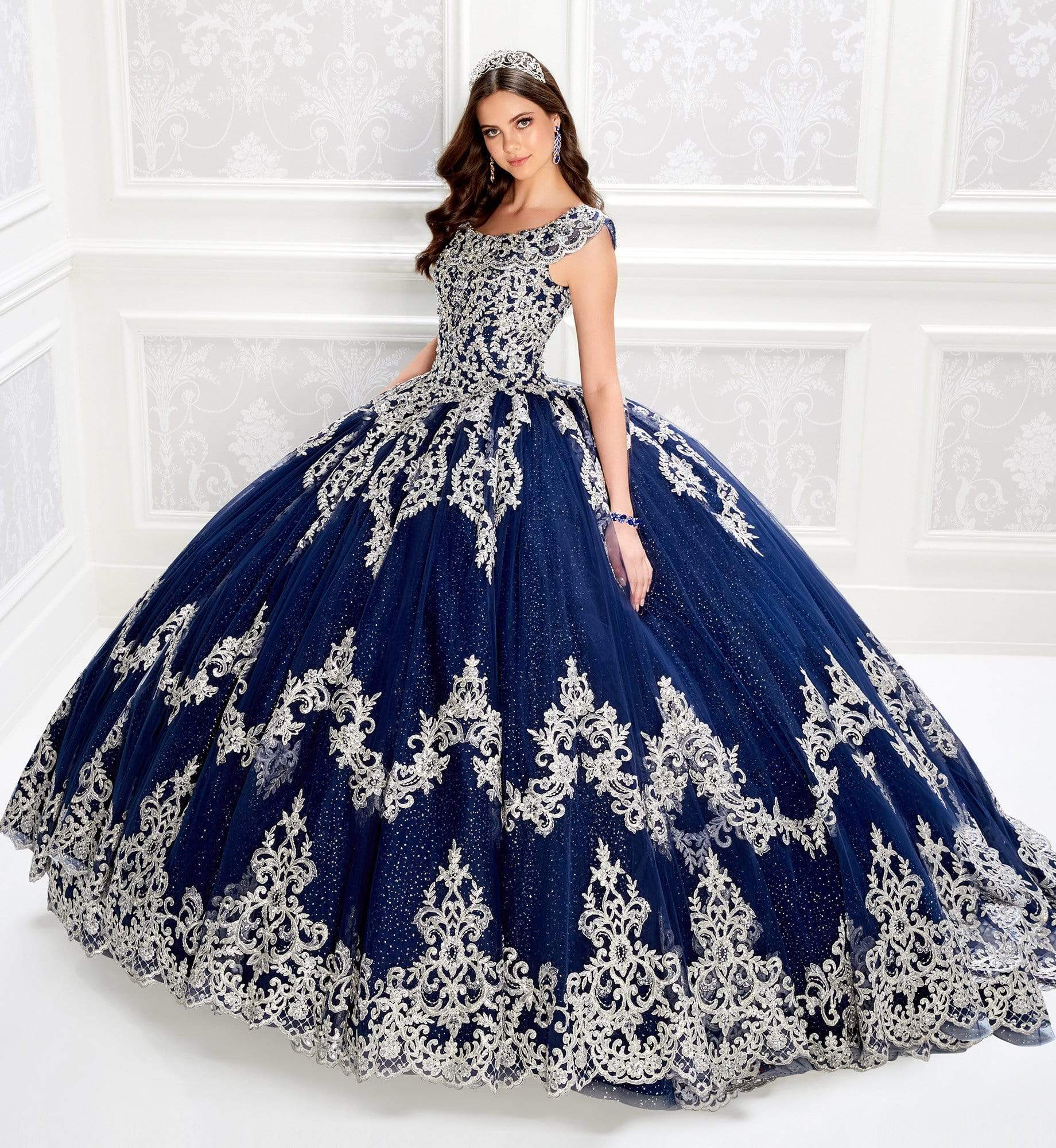 Sparkly Flower Fairy Pool Blue Dancing Prom Dresses 2023 Ball Gown  Off-The-Shoulder Short Sleeve